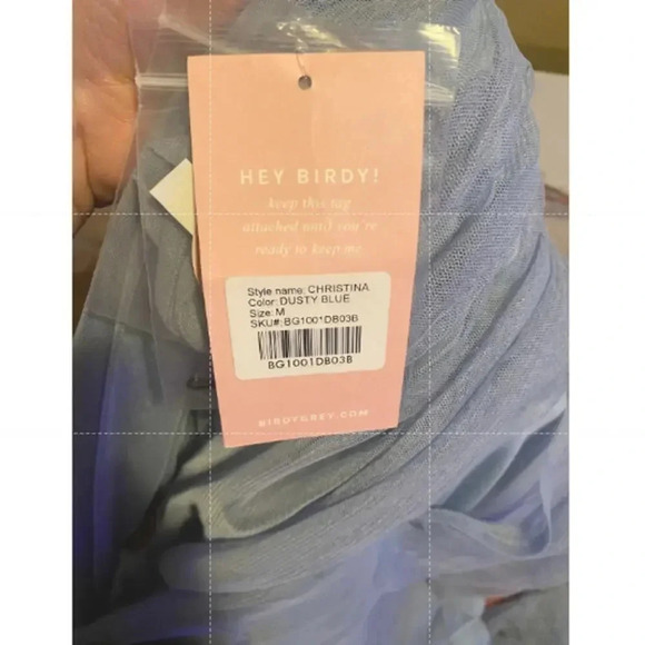 NWT Birdy Grey Christina Convertible Maxi Dress Sweetheart Tulle Dusty Blue M - Picture 8 of 8